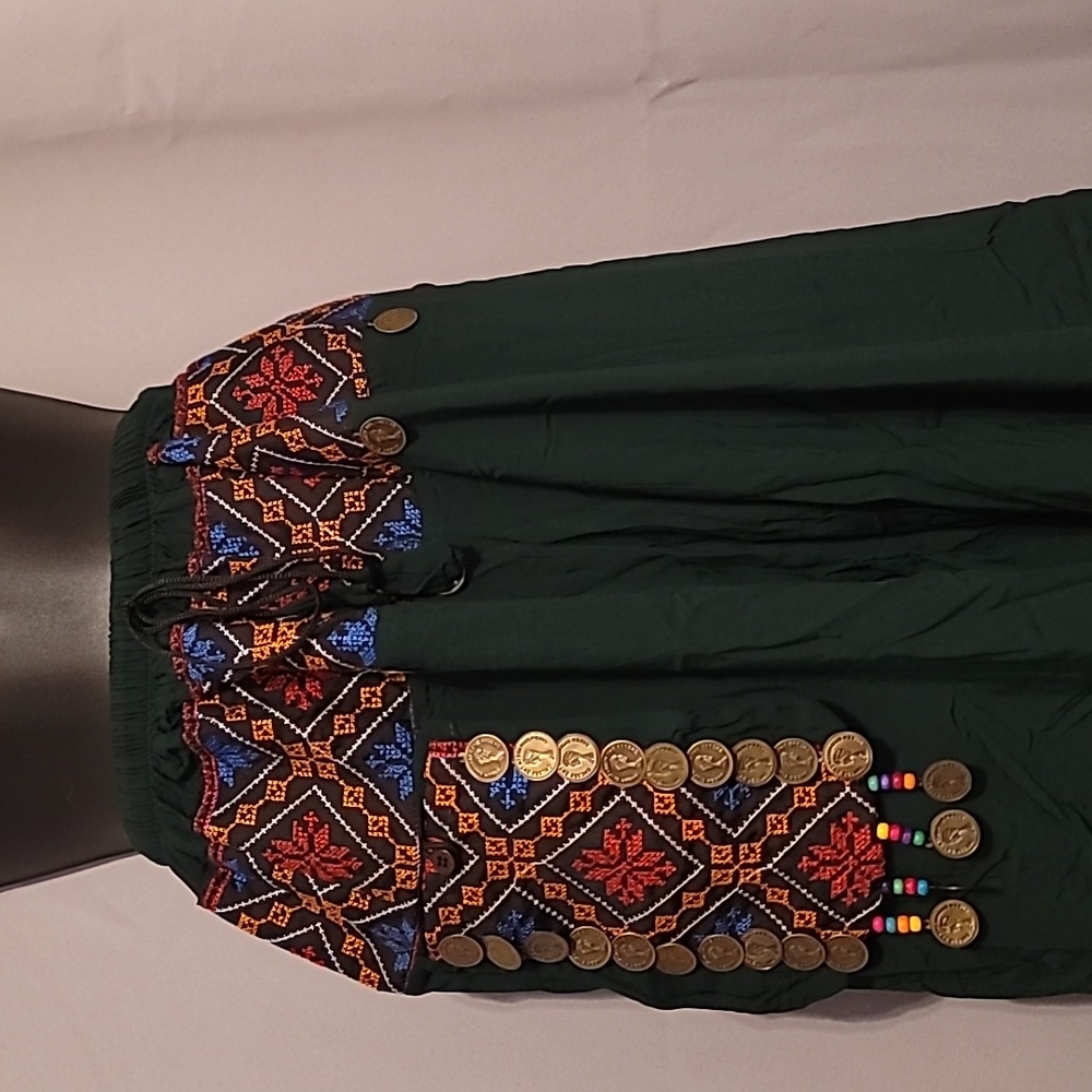 Green Egyptian drop crotch harem pants